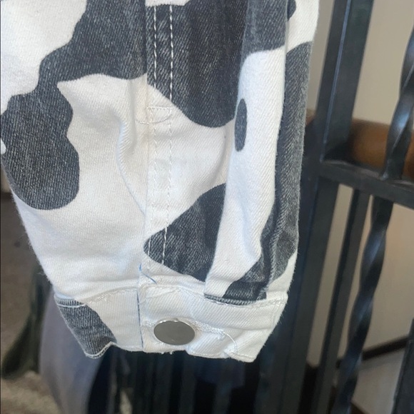 Monochrome Cow Print Denim Jacket - Picture 3 of 6